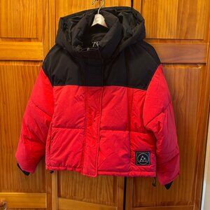 Zara Red and Black PufferJacket Size S